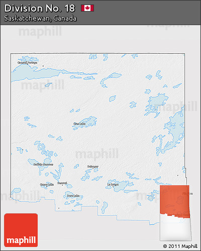 Silver Style 3D Map of Division No. 18, single color outside
