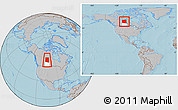 Gray Location Map of Division No. 18, highlighted parent region, within the entire country, hill shading