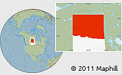 Savanna Style Location Map of Division No. 18, highlighted parent region, hill shading