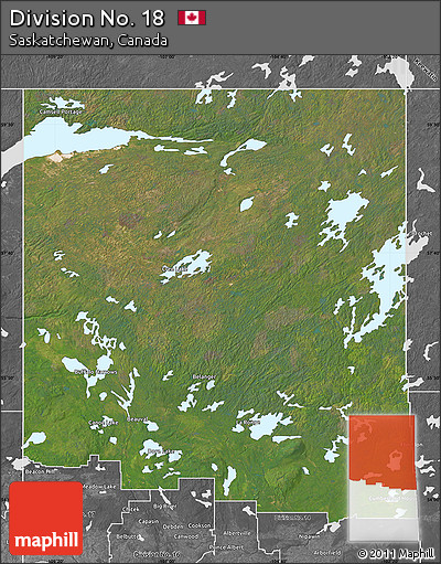 Satellite Map of Division No. 18, desaturated