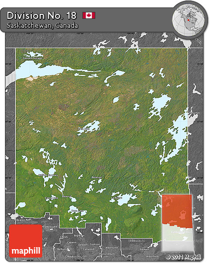Satellite Map of Division No. 18, desaturated