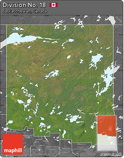 Satellite Map of Division No. 18, desaturated