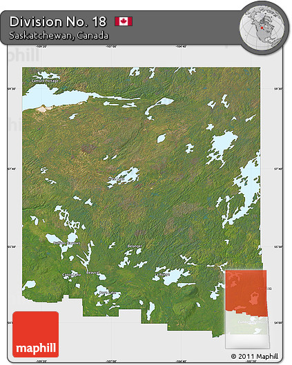 Satellite Map of Division No. 18, single color outside