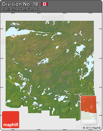 Satellite Map of Division No. 18, single color outside