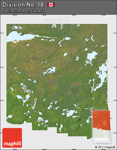 Satellite Map of Division No. 18, single color outside