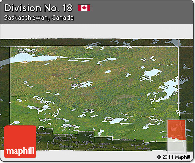 Satellite Panoramic Map of Division No. 18, darken