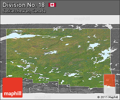 Satellite Panoramic Map of Division No. 18, desaturated