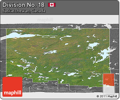 Satellite Panoramic Map of Division No. 18, desaturated