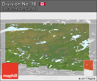 Satellite Panoramic Map of Division No. 18, lighten, desaturated