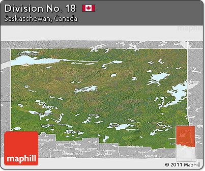 Satellite Panoramic Map of Division No. 18, lighten, desaturated