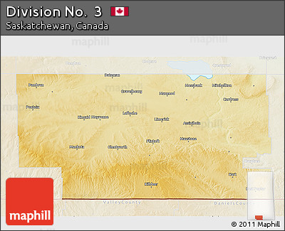 Physical 3D Map of Division No.  3, lighten