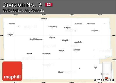 Classic Style Simple Map of Division No.  3, single color outside