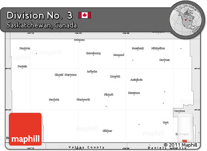Silver Style Simple Map of Division No.  3