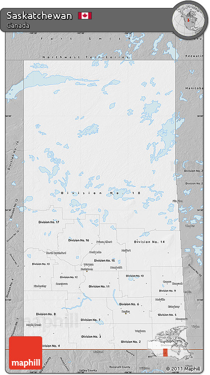 Gray Map of Saskatchewan