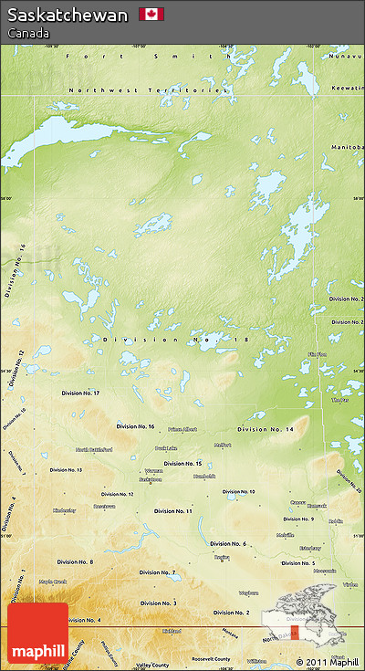 Physical Map of Saskatchewan