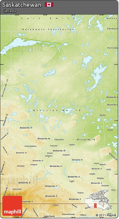Physical Map of Saskatchewan