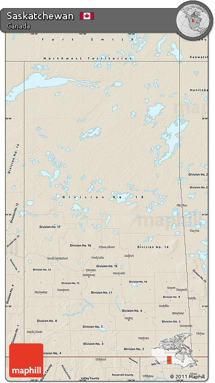 Shaded Relief Map of Saskatchewan