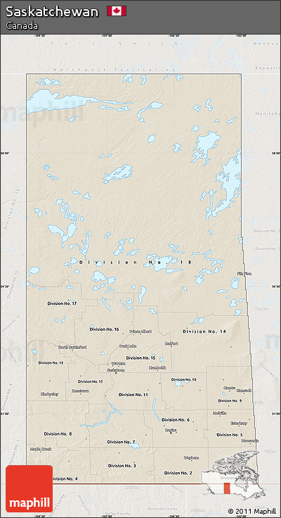Shaded Relief Map of Saskatchewan, lighten