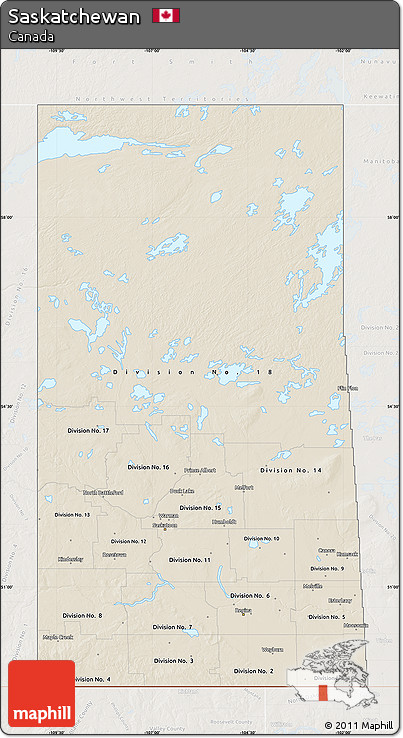 Shaded Relief Map of Saskatchewan, lighten