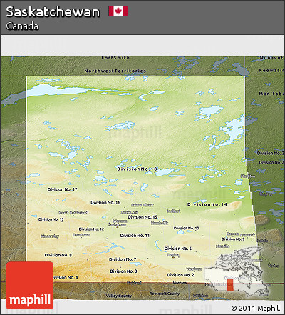 Physical Panoramic Map of Saskatchewan, darken
