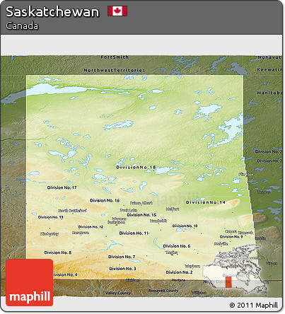 Physical Panoramic Map of Saskatchewan, darken