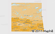 Political Shades Panoramic Map of Saskatchewan, cropped outside