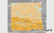 Political Shades Panoramic Map of Saskatchewan, desaturated