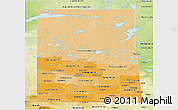 Political Shades Panoramic Map of Saskatchewan, physical outside