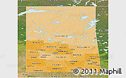 Political Shades Panoramic Map of Saskatchewan, satellite outside