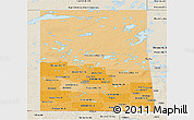 Political Shades Panoramic Map of Saskatchewan, shaded relief outside