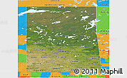 Satellite Panoramic Map of Saskatchewan, political outside