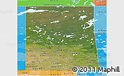 Satellite Panoramic Map of Saskatchewan, political shades outside