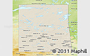 Shaded Relief Panoramic Map of Saskatchewan, physical outside