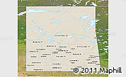 Shaded Relief Panoramic Map of Saskatchewan, satellite outside