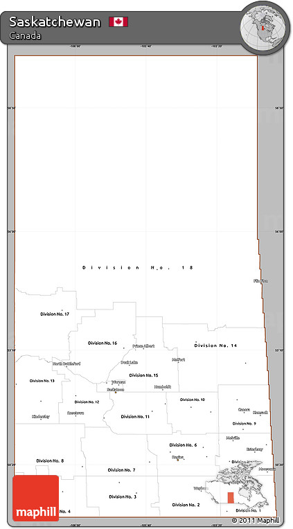 Gray Simple Map of Saskatchewan, cropped outside