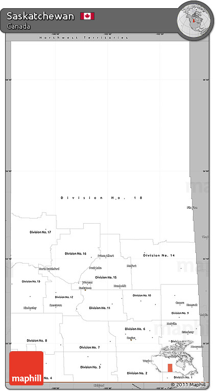 Gray Simple Map of Saskatchewan