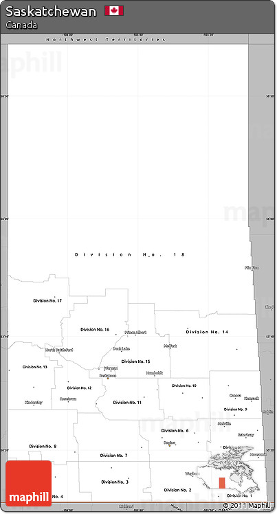 Gray Simple Map of Saskatchewan