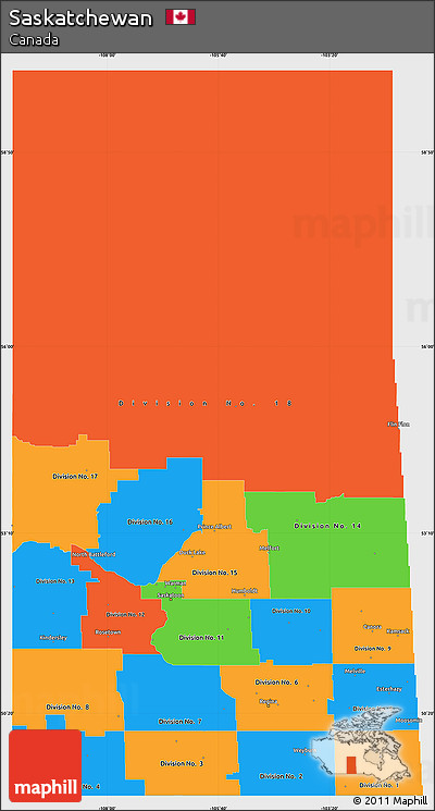 Political Simple Map of Saskatchewan, single color outside