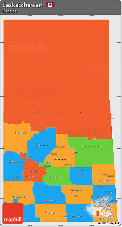 Political Simple Map of Saskatchewan, single color outside