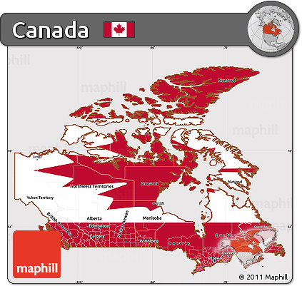 Flag Simple Map of Canada, flag rotated