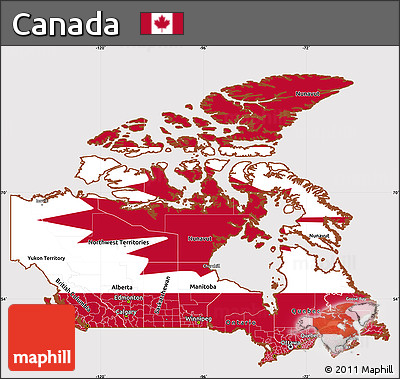 Flag Simple Map of Canada, flag rotated