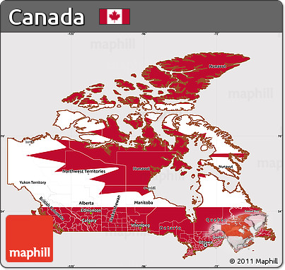 Flag Simple Map of Canada, flag rotated