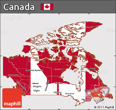 Flag Simple Map of Canada
