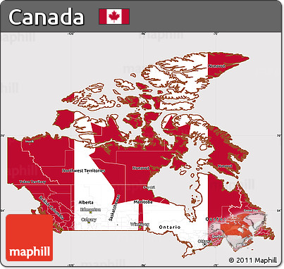 Flag Simple Map of Canada