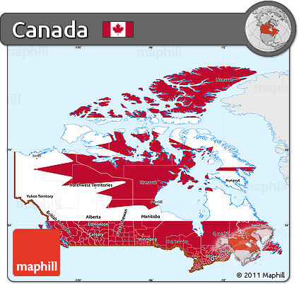 Flag Simple Map of Canada, single color outside, flag rotated