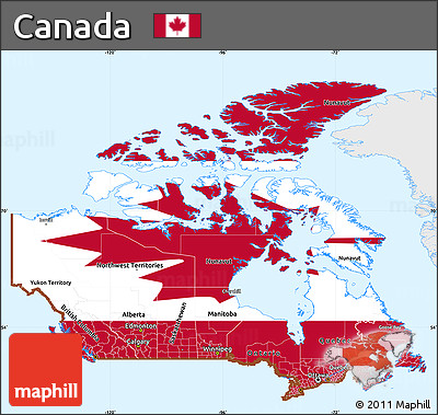 Flag Simple Map of Canada, single color outside, flag rotated