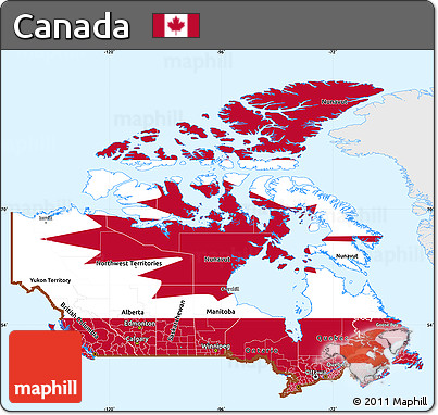 Flag Simple Map of Canada, single color outside, flag rotated