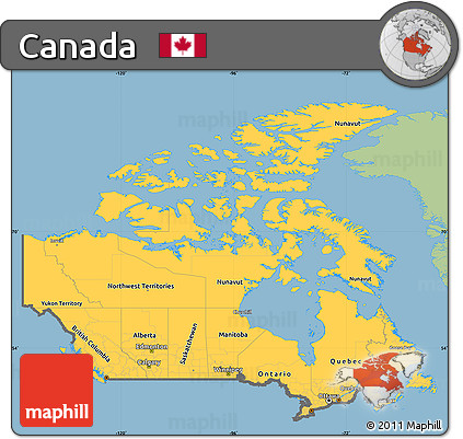 Savanna Style Simple Map of Canada, single color outside