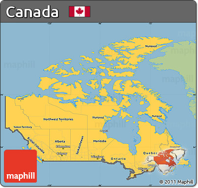 Savanna Style Simple Map of Canada, single color outside