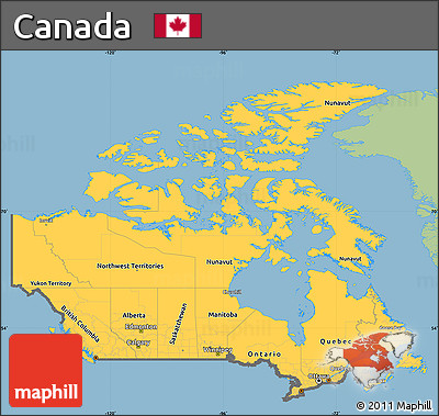 Savanna Style Simple Map of Canada, single color outside